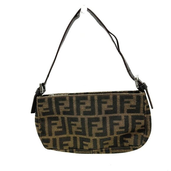FENDI Zucca pattern Bag Pochette Hand Bag Mini Bag Shoulder Bag Brown - Picture 1 of 16